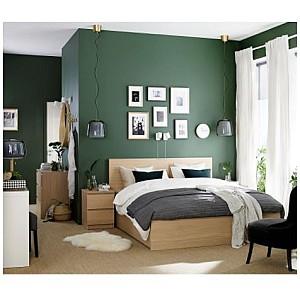 Pat IKEA Malm  white oak veneer 180×200 cm (4 cutii depozitare)