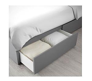 Pat IKEA Malm Gray Luroy, 160×200 cm (4 cutii depozitare)