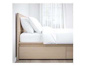 Pat IKEA Malm oak veneer white Lonset 140×200 cm (2 cutii depozitare)