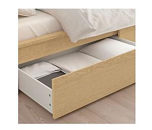 Pat IKEA Malm oak veneer white Lonset 140×200 cm (2 cutii depozitare)
