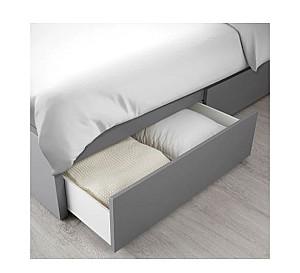 Pat IKEA Malm gray Lonset 140×200 cm (2 cutii depozitare)