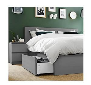 Pat IKEA Malm gray Lonset 140×200 cm (2 cutii depozitare)