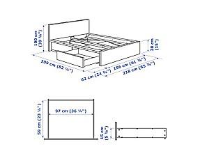 Pat IKEA Malm gray Lonset 140×200 cm (2 cutii depozitare)