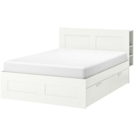 Pat IKEA Brimnes White Luroy, 180×200 cm (4 cutii de depozitare)