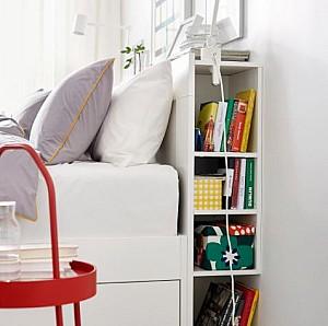 Pat IKEA Brimnes White Luroy, 180×200 cm (4 cutii de depozitare)