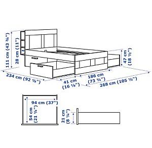 Pat IKEA Brimnes White Luroy, 180×200 cm (4 cutii de depozitare)