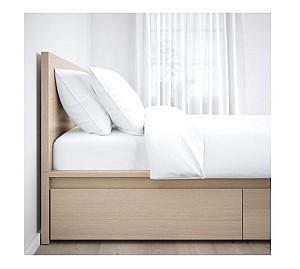Pat IKEA Malm oak veneer white 160×200 cm (4 cutii depozitare)