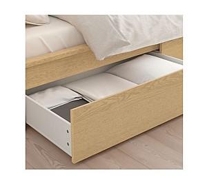 Pat IKEA Malm oak veneer white 160×200 cm (4 cutii depozitare)