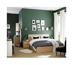 Pat IKEA Malm oak veneer white 160×200 cm (4 cutii depozitare)