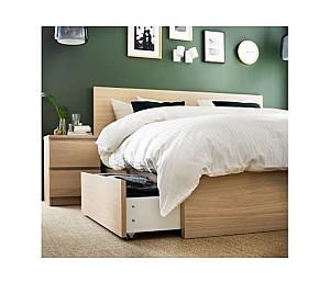 Pat IKEA Malm oak veneer white 160×200 cm (4 cutii depozitare)