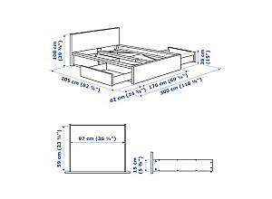 Pat IKEA Malm oak veneer white 160×200 cm (4 cutii depozitare)