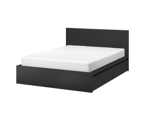 Pat IKEA Malm black-brown Luroy 180×200 cm (2 cutii depozitare)