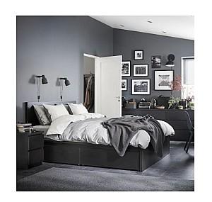 Pat IKEA Malm black-brown Luroy 180×200 cm (2 cutii depozitare)
