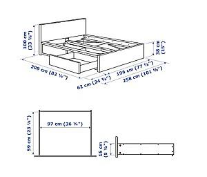 Pat IKEA Malm black-brown Luroy 180×200 cm (2 cutii depozitare)