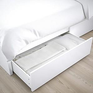 Pat IKEA Malm +2 cutii depozitare alb160×200 cm