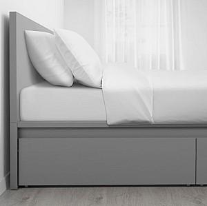 Pat IKEA Malm +2 cutii depozitare, gri, 160×200 cm