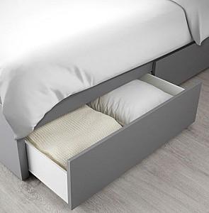 Pat IKEA Malm +2 cutii depozitare, gri, 160×200 cm