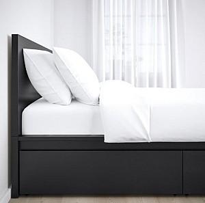 Pat IKEA Malm +2 cutii depozitare negru-maro 160×200 cm