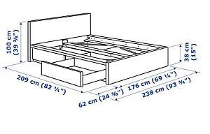 Pat IKEA Malm +2 cutii depozitare negru-maro 160×200 cm