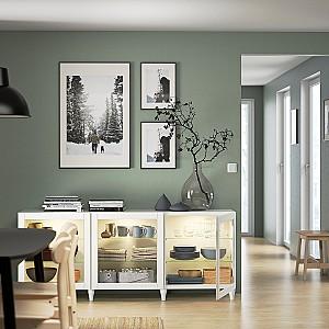 Dulap cu vitrina IKEA Besta/Ostvik/Kabbarp 180x42x74 Alb