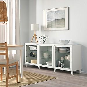 Dulap cu vitrina IKEA Besta/Ostvik/Kabbarp 180x42x74 Alb
