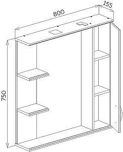 Dulap de baie Bayro Allure 800x750 drepta