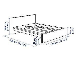 Pat IKEA Malm furnir stejar alb/Luroy 180x200 cm