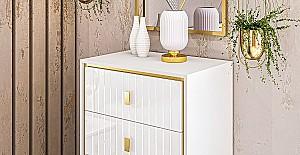 Comoda Neman Luxor MN-042-13 Alb/Alb Lucios