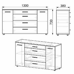 Comoda KompaniT 1-3-2 Stejar sonoma