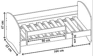 Pat copii Acma Meble Acma II Police 80x160 bariera/saltea 7cm Albastru