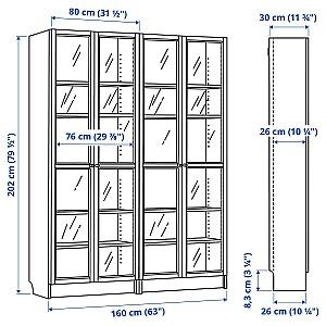 Dulap cu vitrina IKEA Billy / Oxberg white 160x202x28 см