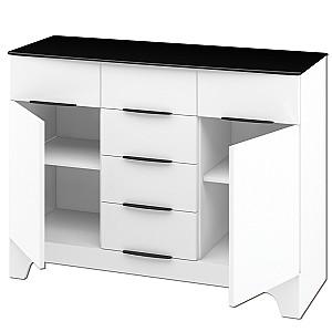 Comoda Neman Verona MN-128-04 Alb Lucios/Negru Mat