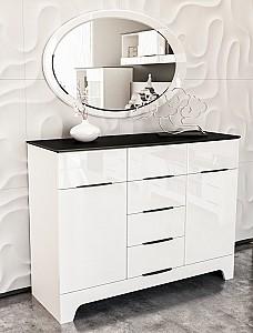 Comoda Neman Verona MN-128-04 Alb Lucios/Negru Mat