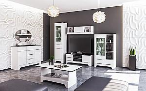 Comoda Neman Verona MN-128-04 Alb Lucios/Negru Mat