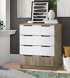 Comoda Modern Komfort 4B Stejar Craft Gri (Bej)/Alb