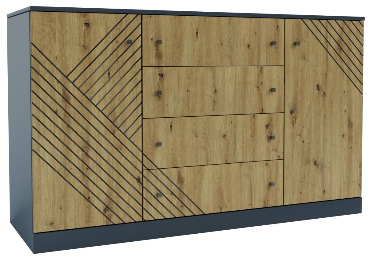 Comoda Confort-NV Bristol Antracit(Gri)/Stejar Artizan(Maro)