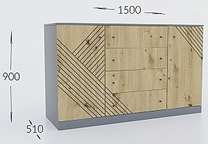 Comoda Confort-NV Bristol Antracit(Gri)/Stejar Artizan(Maro)