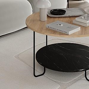 Masuta de cafea, reviste DECO Corro Oak(Stejar)/Lotus(Negru)