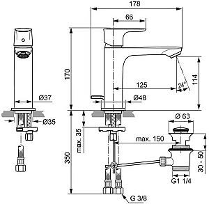 Baterie pentru lavoar Ideal Standard Atelier CONNECT AIR (A7012A5)