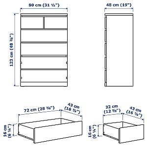 Comoda IKEA Malm 6 sertare 80x123 Alb