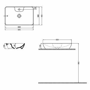 Lavoar baie QuarterBath SMOOTH LINE 620X400X200