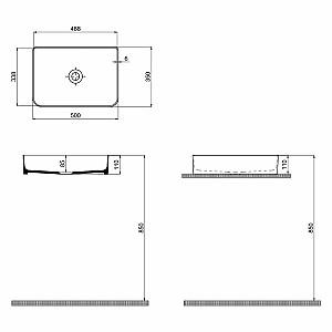 Lavoar baie QuarterBath RAPID LINE 500X110X350