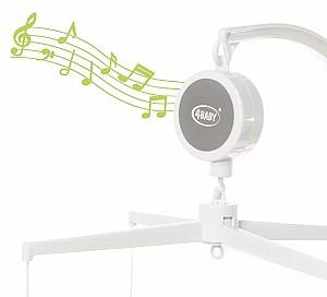 Carusel pentru patuc 4BABY Play&Edu Owl OB08 White/Grey