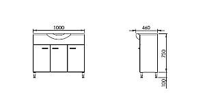 Dulap sub lavoar Martat Olimpia 100cm white + lavoar