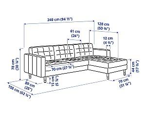 Canapea coltar IKEA Landskrona/Grann/Bomstad  black/metal