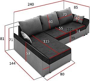 Canapea coltar Space Meble Dante L Sawana 21/Sawana 05 Gray/Dark Gray