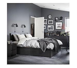 Pat IKEA Malm  black-brown 160×200 cm (4 cutii depozitare)