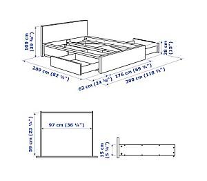 Pat IKEA Malm  black-brown 160×200 cm (4 cutii depozitare)
