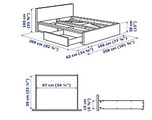Pat IKEA Malm White 180x200 cm (2 cutii depozitare)