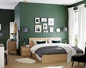 Pat IKEA Malm oak veneer white/Lonset 180x200 cm (2 cutii depozitare)